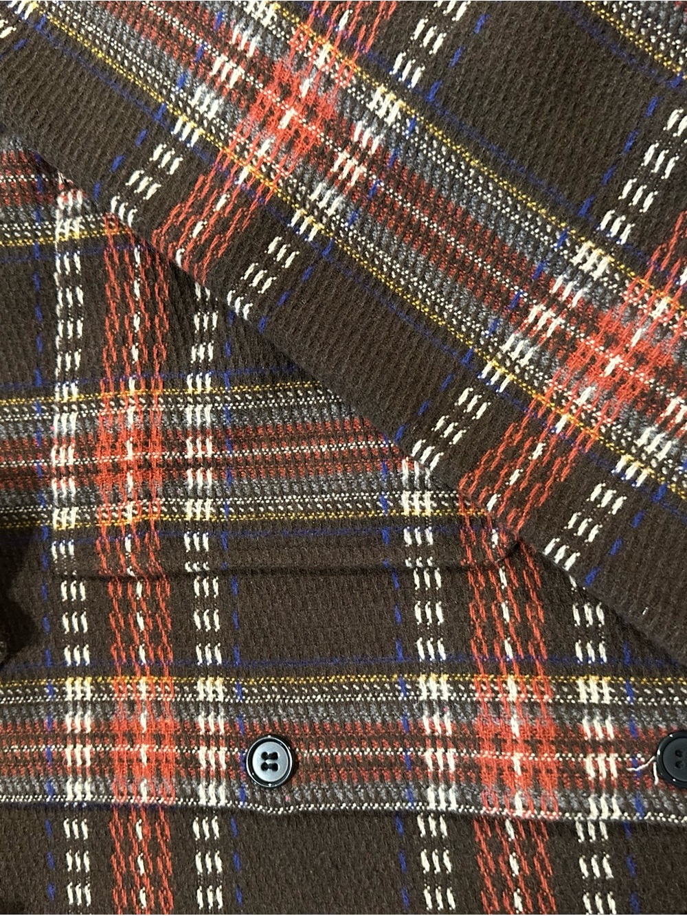 Topman Brown Plaid Button-Down Shirt Jacket with Rust and Cream Accents - Picture 2 of 5
